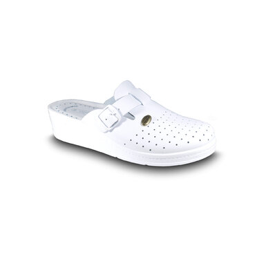Kožená zdravotná obuv šľapky biele