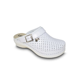 Dámska zdravotná celokožená obuv- biele zdravotnícke šľapky - Mildo