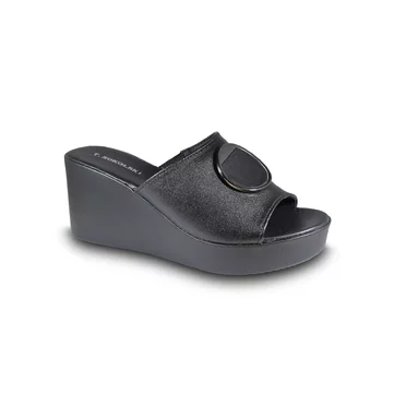 Elegantné módne šľapky s ozdobou čierne Elegantné módne šľapky s ozdobou čierne