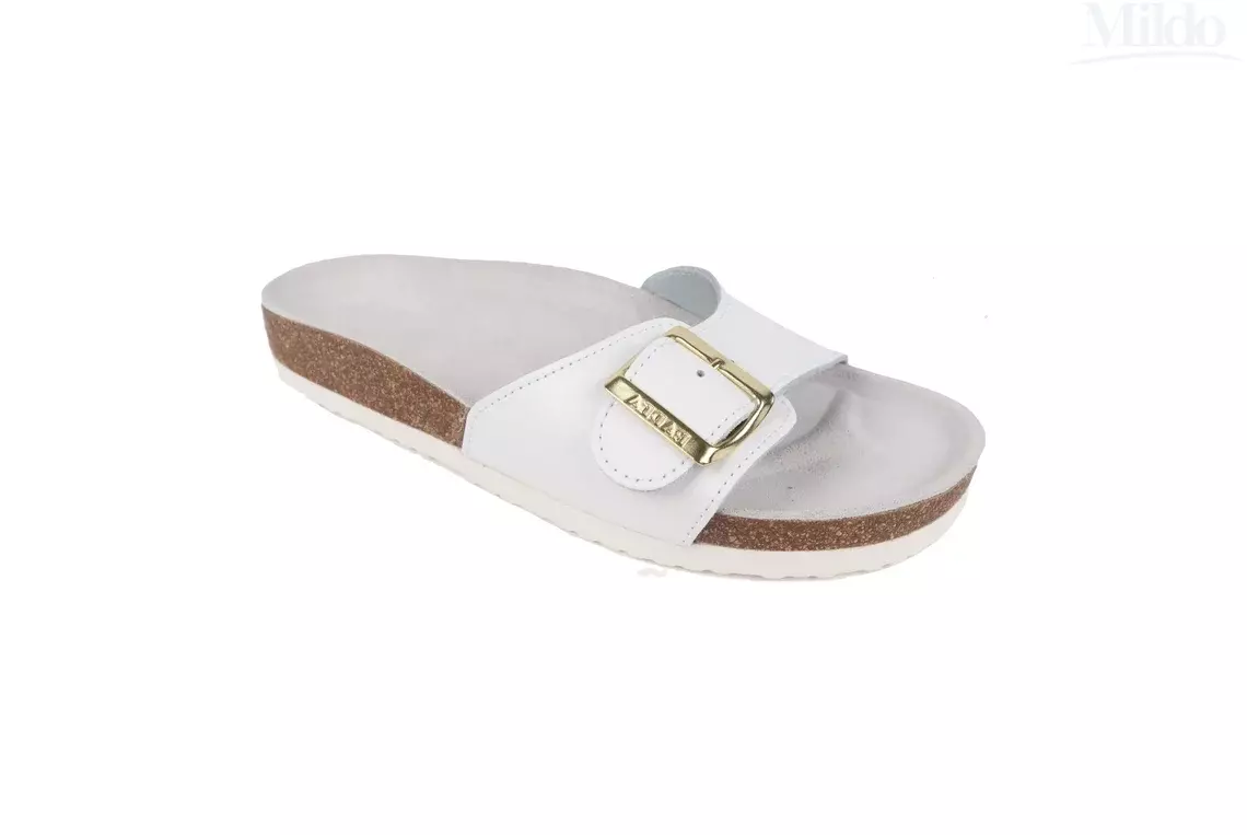 Zdravotné šľapky s korkovou podrážkou biela - Mildo Zdravotné šľapky s korkovou podrážkou biela - Mildo